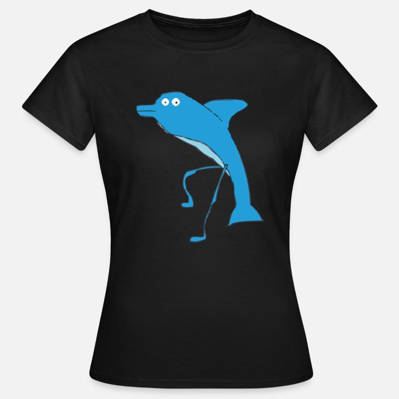 Le dauphin heureux avec ses jambes - T-shirt Femme - noir