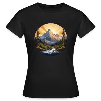 Mountains at sunrise - Women's T-Shirt - black - Front - AI Model Female 172 dark (172cm)