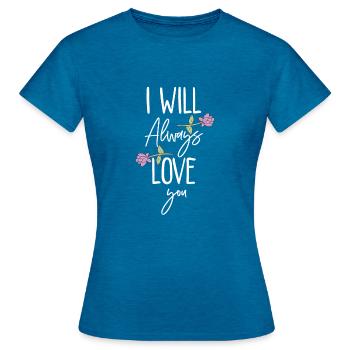 romantischer Liebesbeweis - Frauen T-Shirt - Antikblaues Saphir meliert - Vorne - AI Model Female 172 dark (172cm)