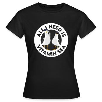 Tout ce dont j'ai besoin, c'est de la vitamine Mer du nord de l'Allemagne Möwe - T-shirt Femme - noir - Devant - AI Model Female 172 dark (172cm)