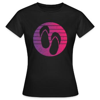 Flip Flops Retro Style Vintage - Frauen T-Shirt - Schwarz - Vorne - AI Model Female 172 dark (172cm)