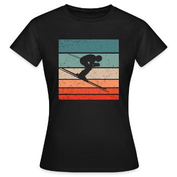 Skiing Retro Style Vintage - Women's T-Shirt - black - Front - AI Model Female 172 dark (172cm)