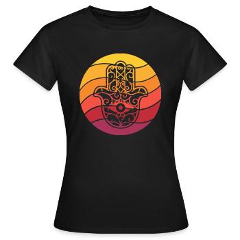 Hamsa Hand der Fatima Retro Style Vintage - Frauen T-Shirt - Schwarz - Vorne - AI Model Female 172 dark (172cm)