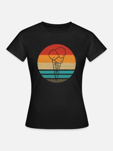 Eistüte Retro Style Vintage - Frauen T-Shirt - Schwarz