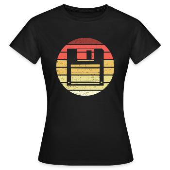 Diskette Retro Style Vintage - Frauen T-Shirt - Schwarz - Vorne - AI Model Female 172 dark (172cm)