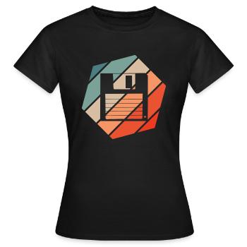 Diskette Retro Style Vintage - Frauen T-Shirt - Schwarz - Vorne - AI Model Female 172 dark (172cm)