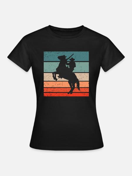 Cowboy Pferd Pesade Retro Style Vintage - Frauen T-Shirt - Schwarz