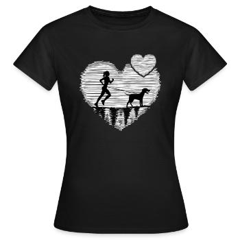 Draught dog sport Canicross dogrun running with dog - Women's T-Shirt - black - Front - AI Model Female 172 dark (172cm)