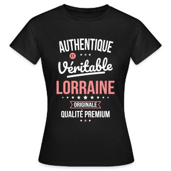 Authentique et véritable Lorraine - Originale - T-shirt Femme - noir - Devant - AI Model Female 172 dark (172cm)