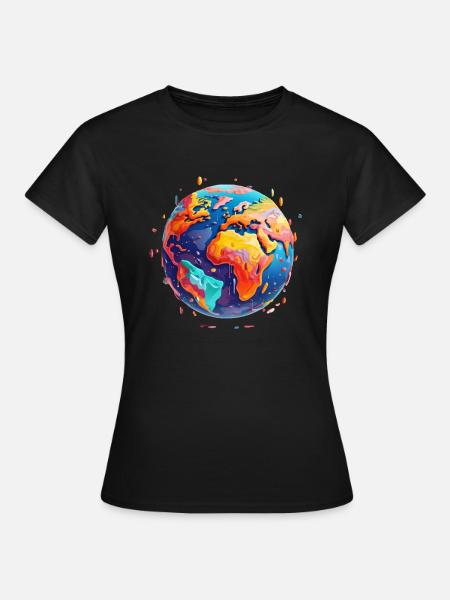 Planet Erde bunte helle Farben - Frauen T-Shirt - Schwarz