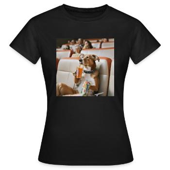 Hund im Kino - Frauen T-Shirt - Schwarz - Vorne - AI Model Female 172 dark (172cm)