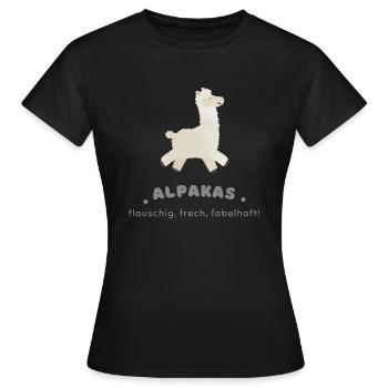Alpakas - frech und flauschig - Frauen T-Shirt - Schwarz - Vorne - AI Model Female 172 dark (172cm)