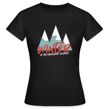 L'hiver est ma saison préférée (Snowy Mountains) - T-shirt Femme - noir - Devant - AI Model Female 172 dark (172cm)