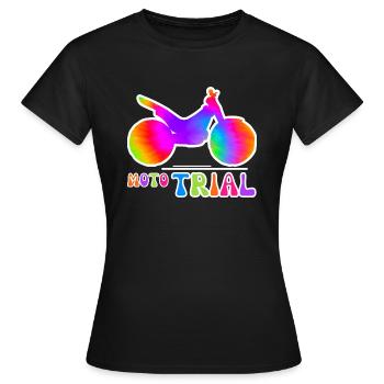 TRIAL Batik Retro - Trialbike Motorrad Sport - Frauen T-Shirt - Schwarz - Vorne - AI Model Female 172 dark (172cm)