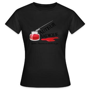 Auteur Sadique - T-shirt Femme - noir - Devant - AI Model Female 172 dark (172cm)