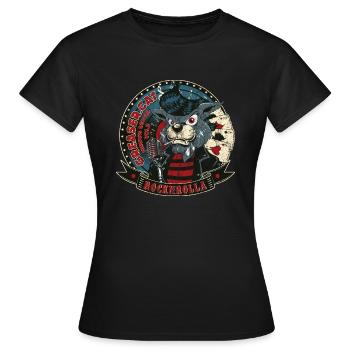 SINGING CATER Funny rockabilly cat gift - Women's T-Shirt - black - Front - AI Model Female 172 dark (172cm)
