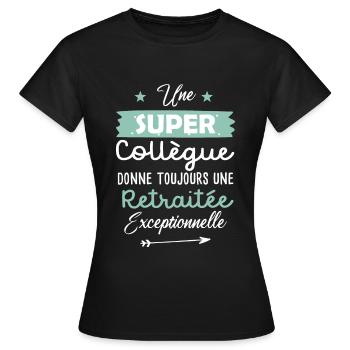 Collègue cadeau drôle future retraitée retraite - T-shirt Femme - noir - Devant - AI Model Female 172 dark (172cm)