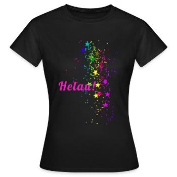 Helau, Confettis, Carnaval, Étoiles - T-shirt Femme - noir - Devant - AI Model Female 172 dark (172cm)