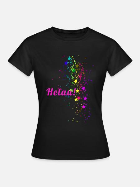 Helau, Konfetti, karneval, Sterne - Frauen T-Shirt - Schwarz