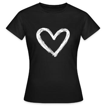 Süßes Herz Hand Gezeichnet - Frauen T-Shirt - Schwarz - Vorne - AI Model Female 172 dark (172cm)