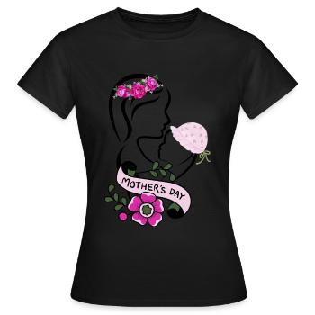 Muttertag Mama mit Kind auf dem Arm - Frauen T-Shirt - Schwarz - Vorne - AI Model Female 172 dark (172cm)