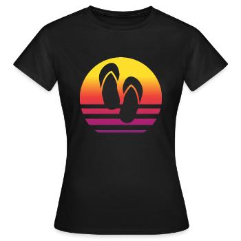 Flip Flops Retro Style Vintage - Frauen T-Shirt - Schwarz - Vorne - AI Model Female 172 dark (172cm)