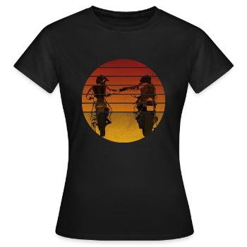 Motorrad Motorcross Motorradfahrer Bikers Vintage - Frauen T-Shirt - Schwarz - Vorne - AI Model Female 172 dark (172cm)