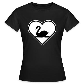 Cygne « Cygne dans le cœur » amoureux de la nature au Lac des Cygnes - T-shirt Femme - noir - Devant - AI Model Female 172 dark (172cm)