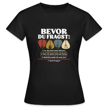 Bevor Du Fragst Gitarren Mehr Als 3 Akkorde - Frauen T-Shirt - Schwarz - Vorne - AI Model Female 172 dark (172cm)