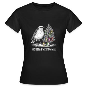 Schnaps Drossel Vogel Weihnachten - Frauen T-Shirt - Schwarz - Vorne - AI Model Female 172 dark (172cm)