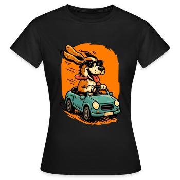 Cool dog on a road trip - Women's T-Shirt - black - Front - AI Model Female 172 dark (172cm)
