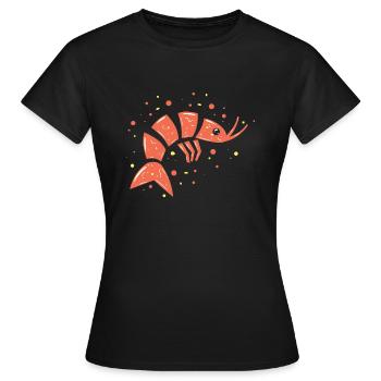 Crevettes fruits de mer Animaux de mer Crevettes - T-shirt Femme - noir - Devant - AI Model Female 172 dark (172cm)
