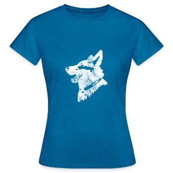 canine - Women's T-Shirt - antique blue sapphire heather - Front - AI Model Female 172 dark (172cm)