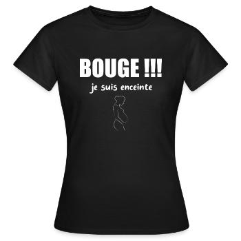 Bouge je suis enceinte t-shirt femme grossesse - T-shirt Femme - noir - Devant - AI Model Female 172 dark (172cm)