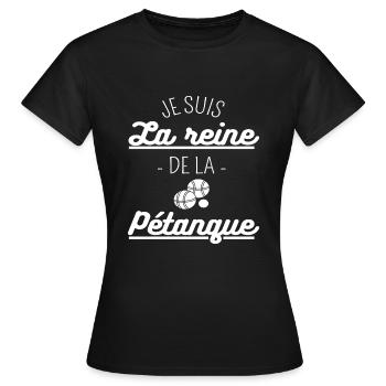 T shirt petanque reine de la pétanque cadeau. - T-shirt Femme - noir - Devant - AI Model Female 172 dark (172cm)