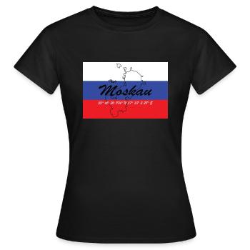 Moskau - Hauptstadt mit GPS & Flagge - Frauen T-Shirt - Schwarz - Vorne - AI Model Female 172 dark (172cm)