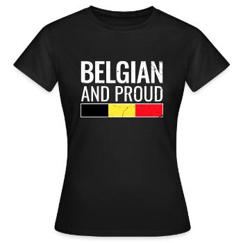Belgian and proud Belgian flag - Women's T-Shirt - black - Front - AI Model Female 172 dark (172cm)