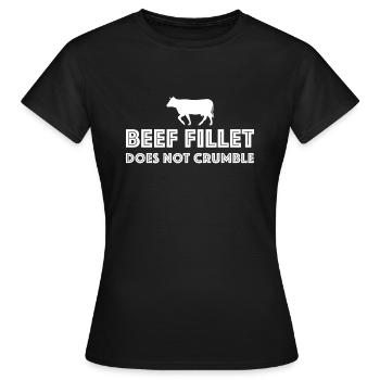 Rinderfilet krümelt nicht | Grill, lustige Sprüche - Frauen T-Shirt - Schwarz - Vorne - AI Model Female 172 dark (172cm)