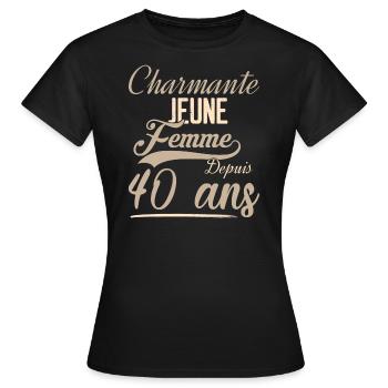 Charming young woman for 40 years - Women's T-Shirt - black - Front - AI Model Female 172 dark (172cm)