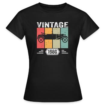 Classic Since 1980, Vintage Car Birthday Gift 1980 - Frauen T-Shirt - Schwarz - Vorne - AI Model Female 172 dark (172cm)