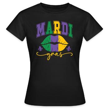Mardi Gras Lippen - Frauen T-Shirt - Schwarz - Vorne - AI Model Female 172 dark (172cm)