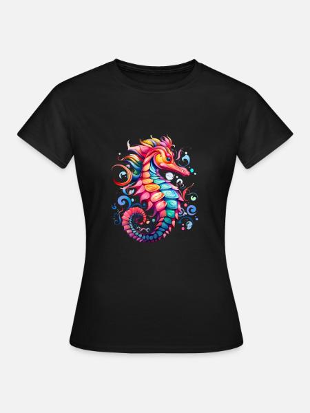 Seepferdchen Unterwasserwelt - Frauen T-Shirt - Schwarz