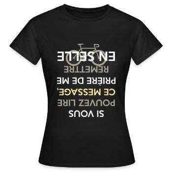 Vélo - en selle - T-shirt Femme - noir - Devant - AI Model Female 172 dark (172cm)
