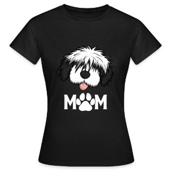 Bobtail-Pudel-Mischling Hund Mutter - Frauen T-Shirt - Schwarz - Vorne - AI Model Female 172 dark (172cm)