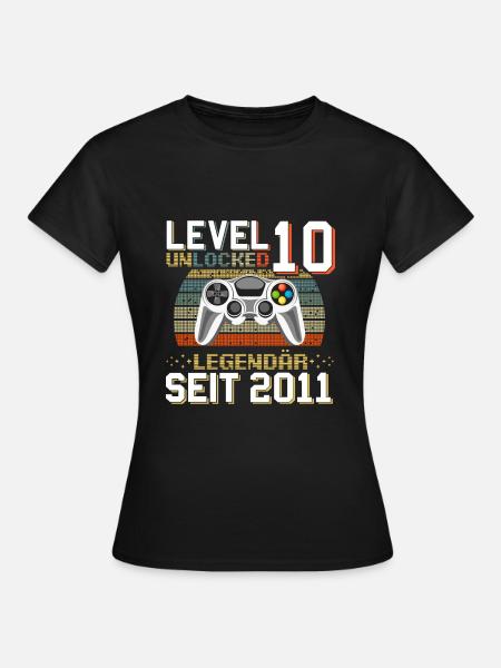 10. Geburtstag Gamer Level 10 Unlocked - Frauen T-Shirt - Schwarz