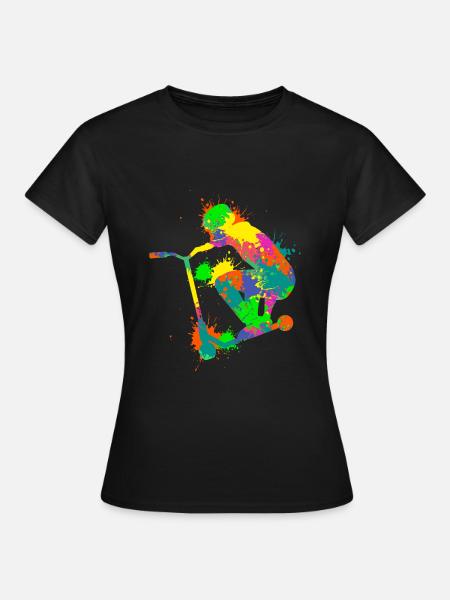 Stunt Scooter Roller Tretroller Kinder Jungen - Frauen T-Shirt - Schwarz