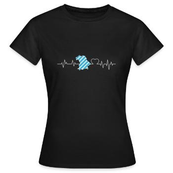 Bayern Herzschlag Freistaat Bayern - Frauen T-Shirt - Schwarz - Vorne - AI Model Female 172 dark (172cm)