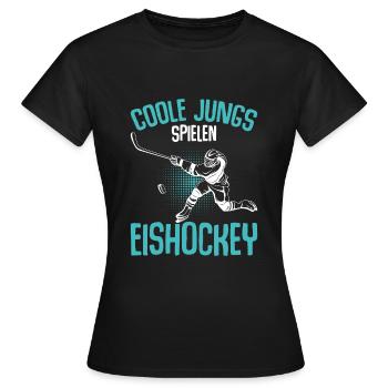 Coole Jungs spielen Eishockey Hockey - Frauen T-Shirt - Schwarz - Vorne - AI Model Female 172 dark (172cm)