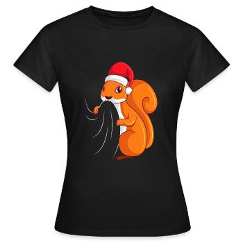 Eichhörnchen Weihnachten Kinder Damen - Frauen T-Shirt - Schwarz - Vorne - AI Model Female 172 dark (172cm)