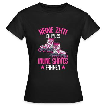 Inline Skates Inline Skating Inline Skater - Frauen T-Shirt - Schwarz - Vorne - AI Model Female 172 dark (172cm)